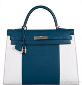 Kelly 35 Flag Blue Thalassa & White Epsom Sellier PHW