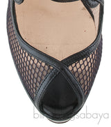 Black Mesh Strappy Pump