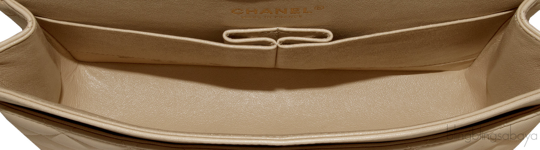 Classic Beige Matte Quilted Flap Bag