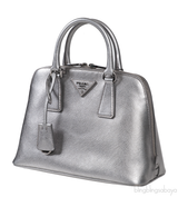 Silver Saffiano Promenade Top Handle Bag