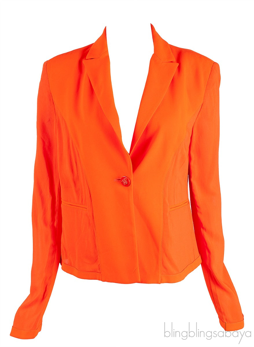 Orange Padded Shoulder Blazer