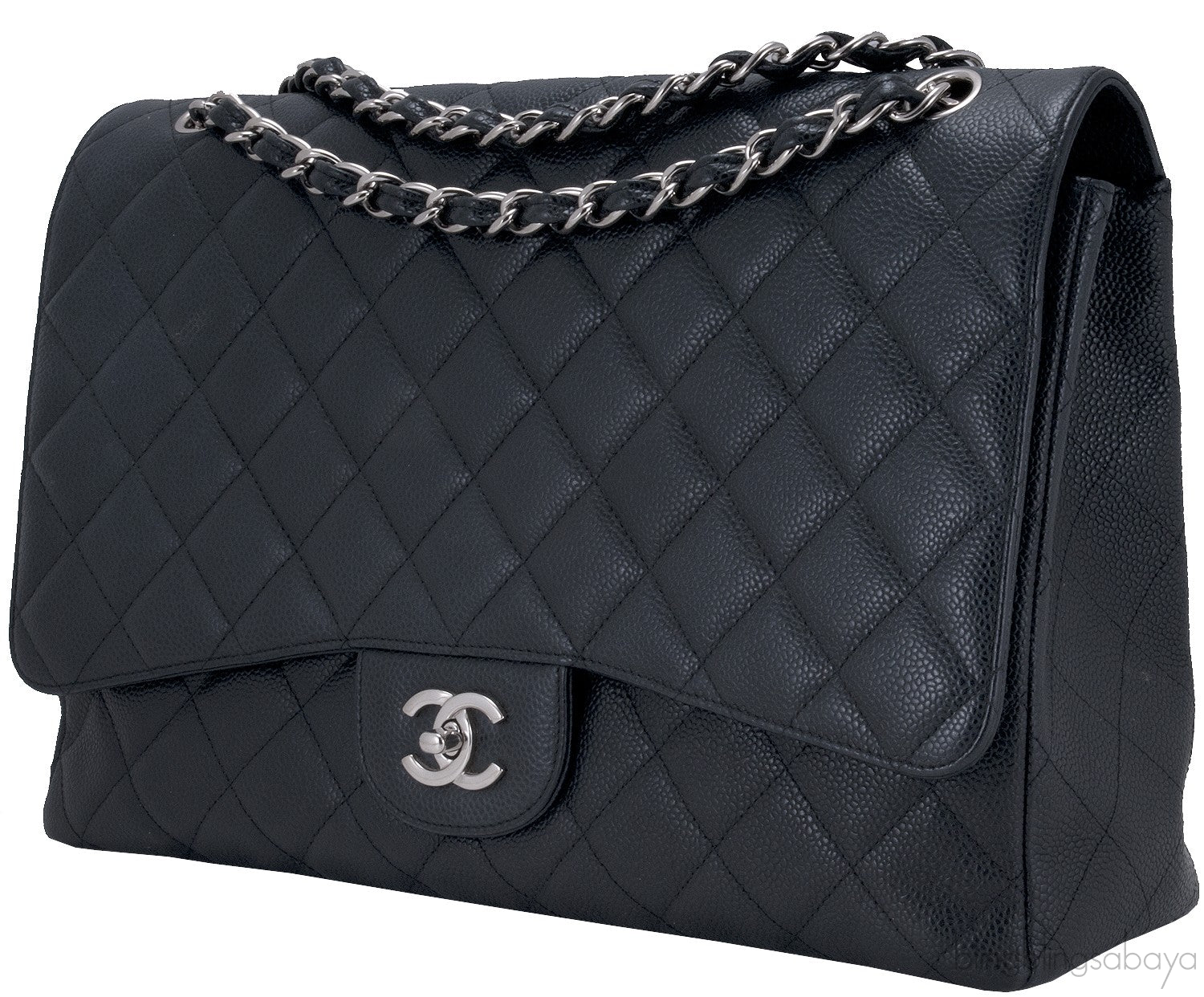 Black Caviar Maxi Flap Bag PHW