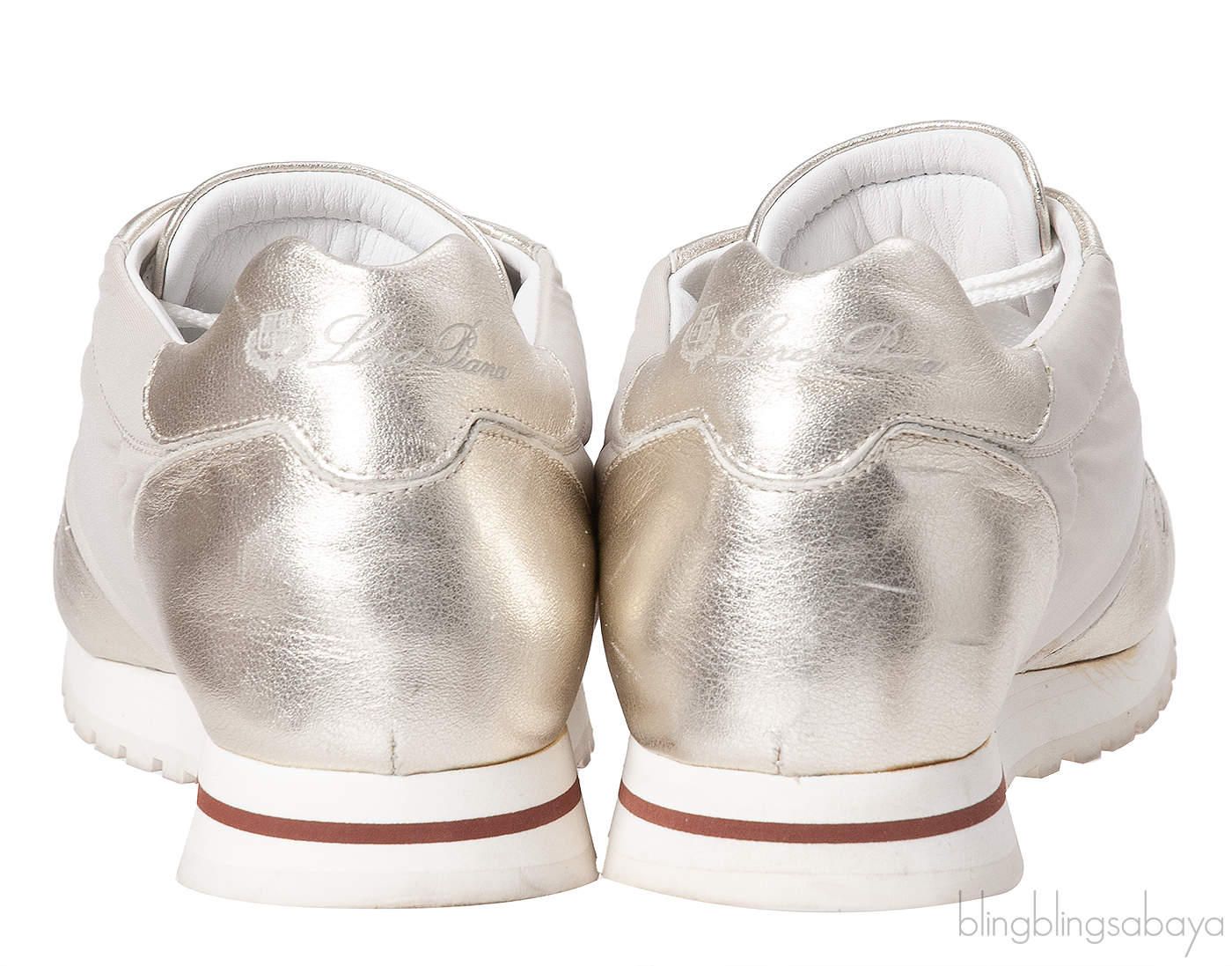 Loro Piana My Wind Beige Nylon and Gold Leather Sneakers