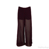 Gucci Navy Blue & Red GG Mesh Wide Leg Sheer Pants