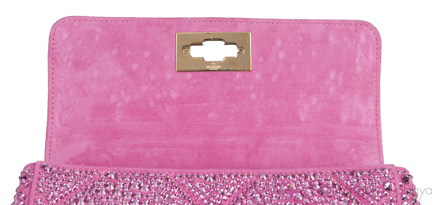 Fuchsia Pink Roman Stud Crystal-embellished Shoulder Bag