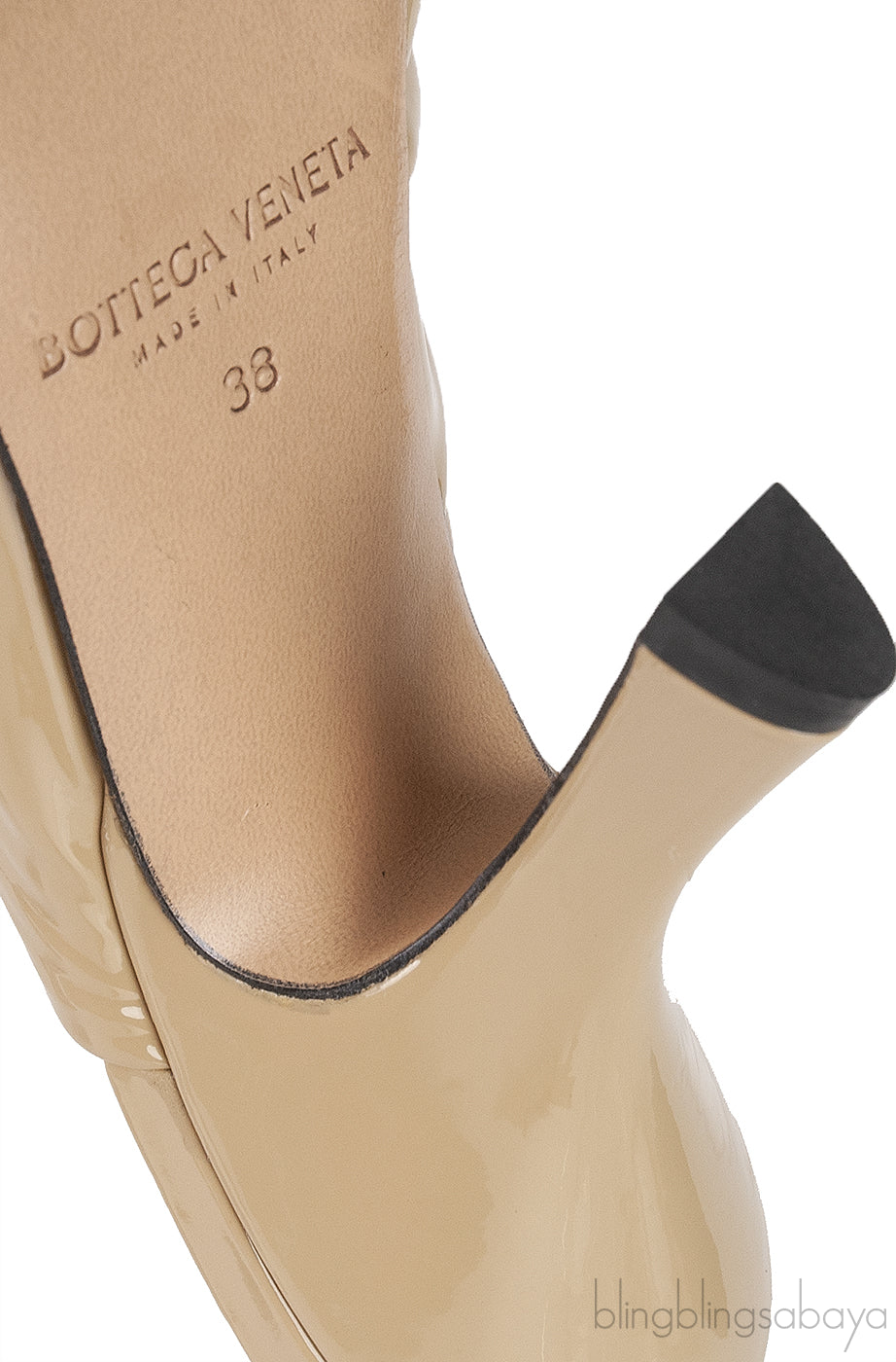 Beige Patent Leather Bunny Mules