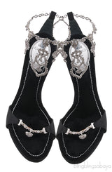 Black Heart Chain Strap Sandals
