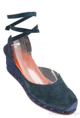 Moss Green and Blue Wedge Espadrille