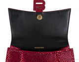 Hourglass XS Red Rhinestone Suede Calfskin