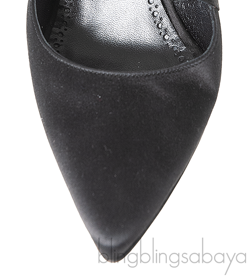 Black Satin Pointed Toe Heels