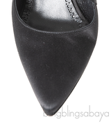 Black Satin Pointed Toe Heels