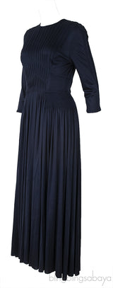 Blue Pleated Elastic Waist Dress