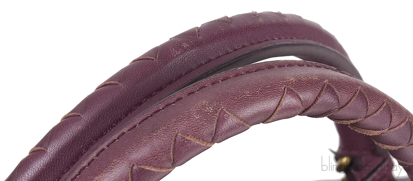 Plum Large Roma Intrecciato Leather Tote
