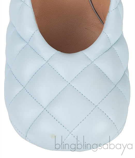 Bottega Veneta Light Blue Padded Block Square Toe Quilted Heels 37.5