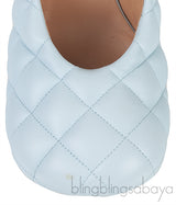 Bottega Veneta Light Blue Padded Block Square Toe Quilted Heels 37.5