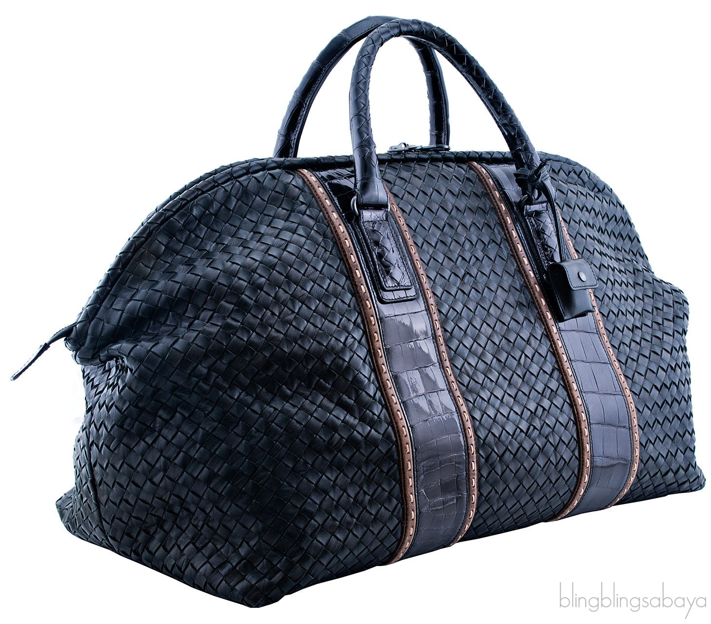 Nero Intrecciato Nappa Croco Duffle