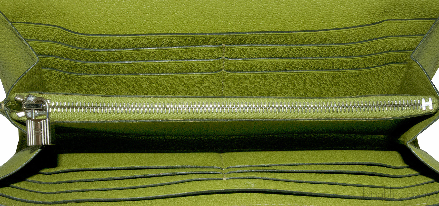 Kelly Long Wallet Chevre Vert Anis