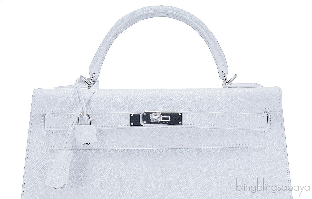 Kelly 32 White Epsom Sellier