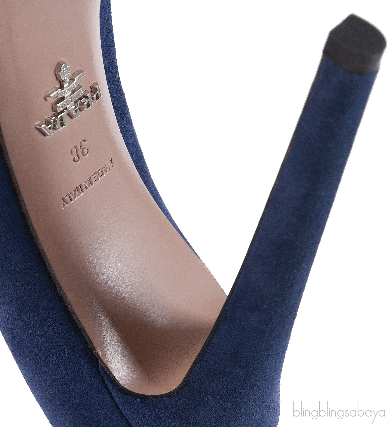 Prada Blue Crystal Peep Toe Pump 38