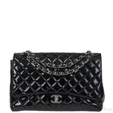 Chanel Black Patent Maxi Double Flap Quilted Bag