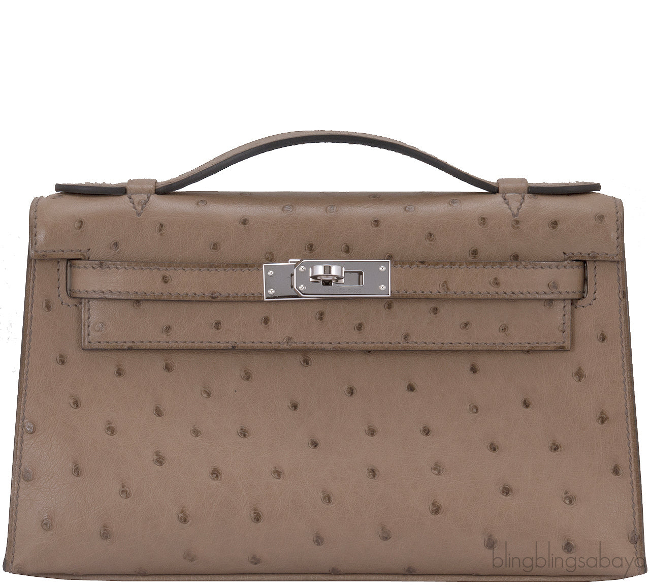 Kelly Pochette Etoupe Ostrich PHW