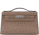 Kelly Pochette Etoupe Ostrich PHW