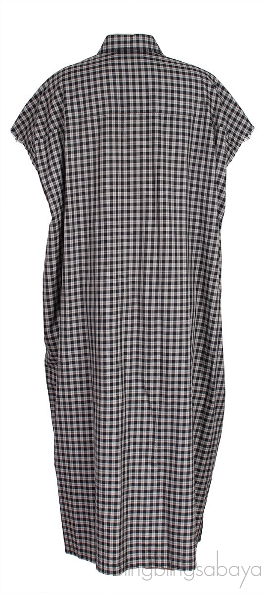 Grey Checkered Oversized Shirt Dress