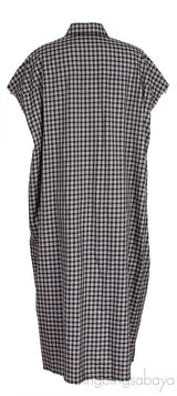 Grey Checkered Oversized Shirt Dress