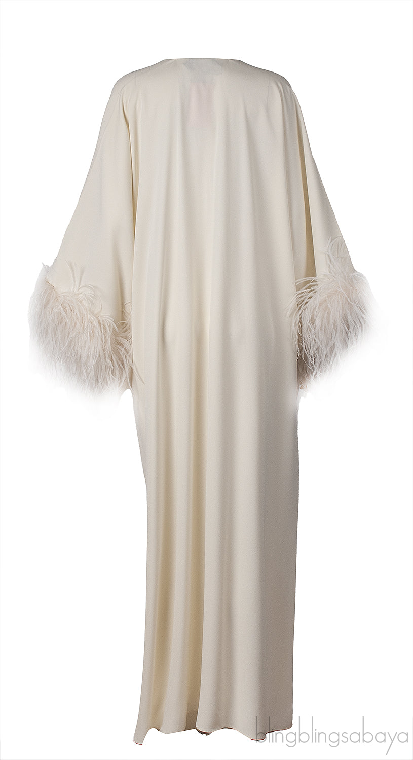 Taller Marmo Gala Feather Trimmed Kaftan Dress