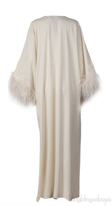 Taller Marmo Gala Feather Trimmed Kaftan Dress