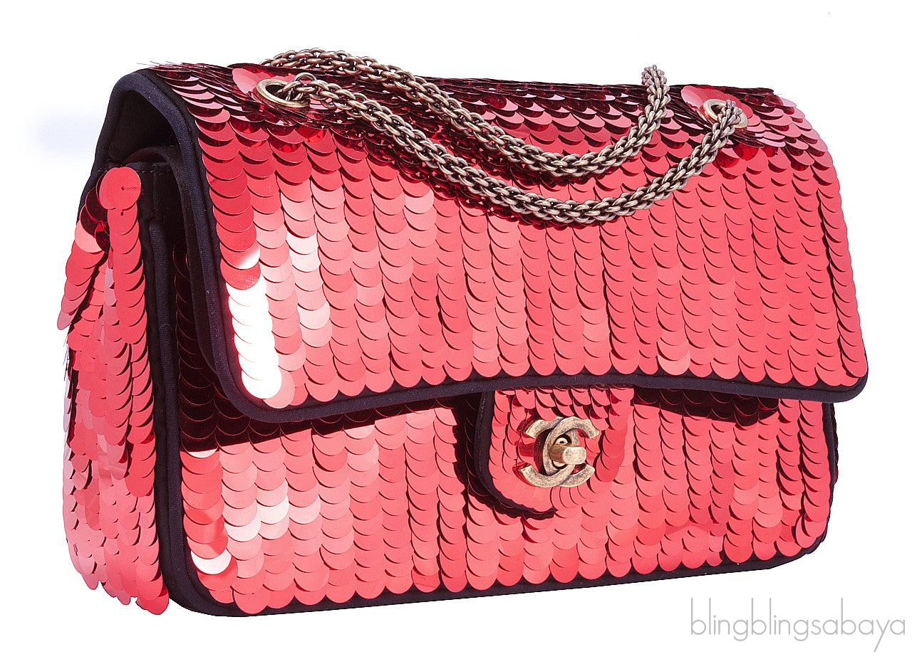 Red Sequins Mademoiselle Flap Bag