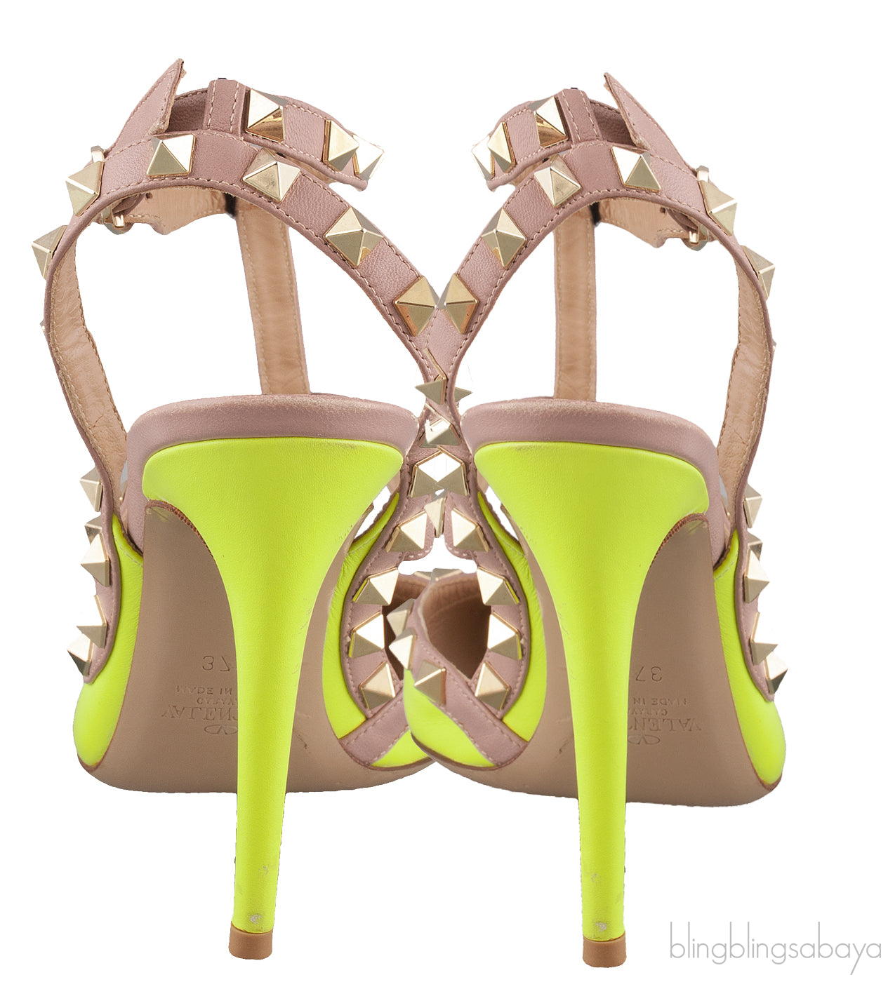 Neon Green Rockstud Leather Pump