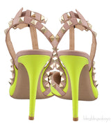 Neon Green Rockstud Leather Pump