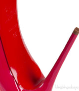 Raspberry Patent Peep Toe Heels
