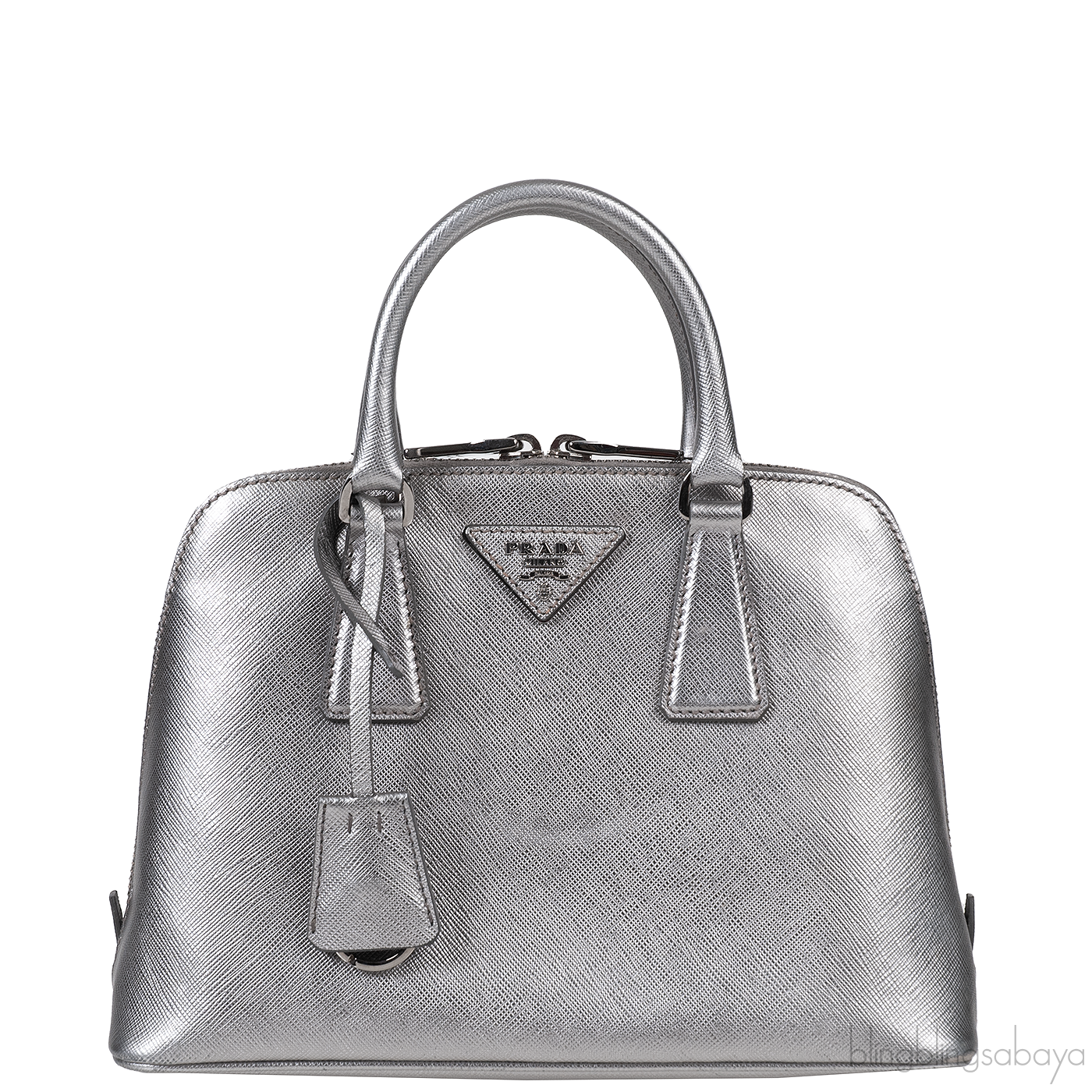 Silver Saffiano Promenade Top Handle Bag