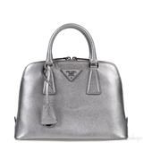 Silver Saffiano Promenade Top Handle Bag
