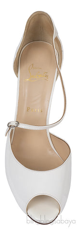 Christian Louboutin White Patent Leather Peep toe Pump
