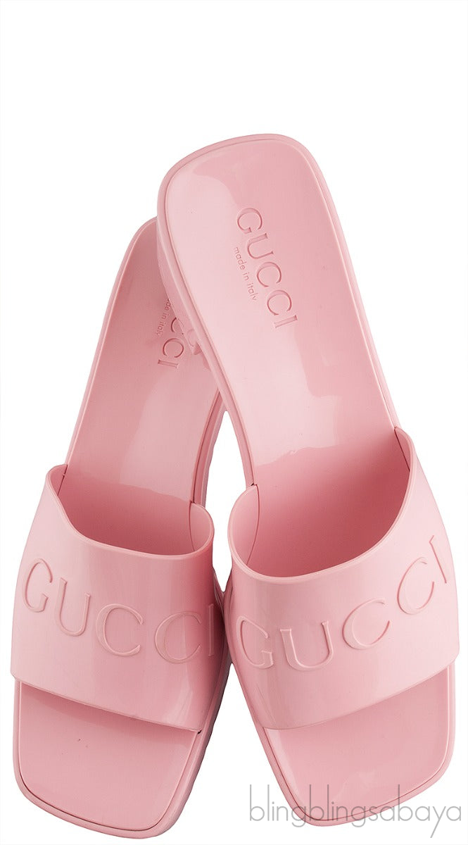 Pastel Pink Rubber Slide Sandals