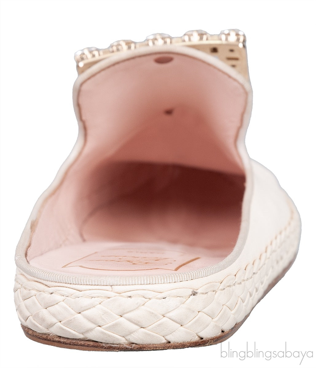 Off-white Crystal Flat Mule