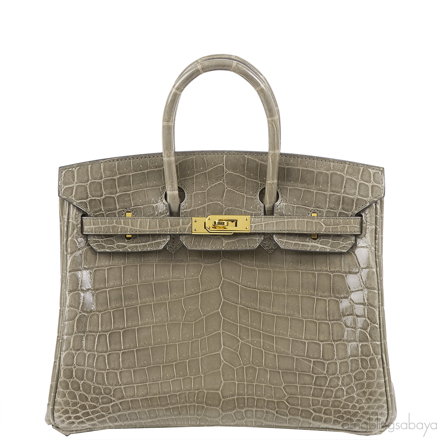 Hermes Birkin 25 Gris Tourterelle Crocodile GHW