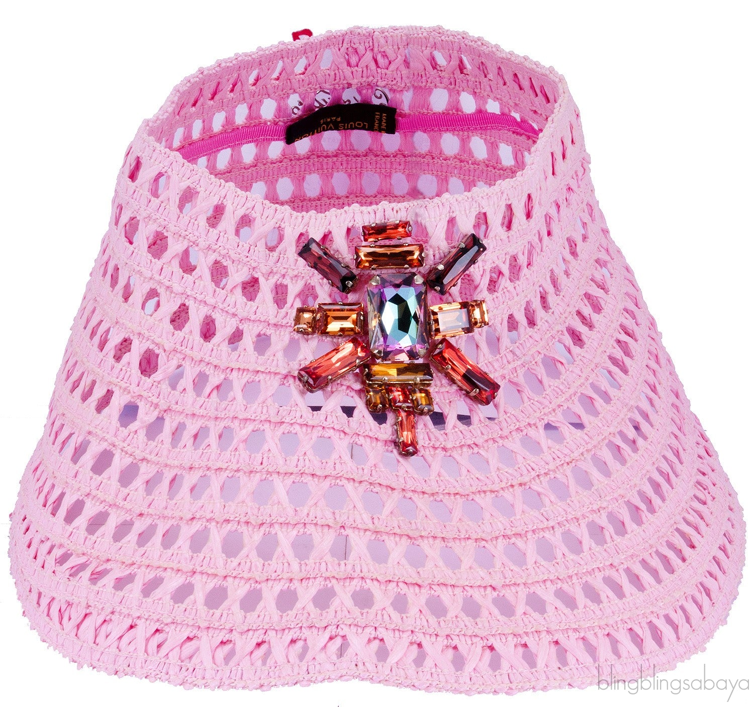 Pink Raffia Crochet Visor