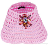 Pink Raffia Crochet Visor
