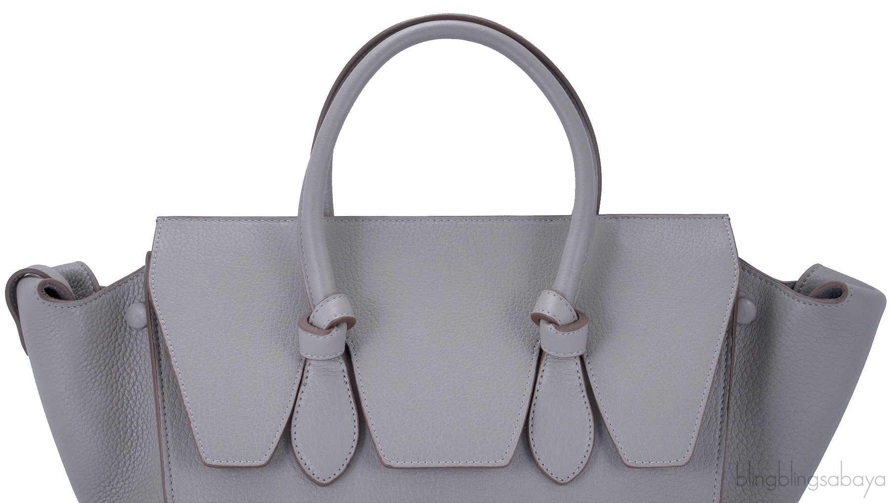 Taupe Leather Tie Tote Bag