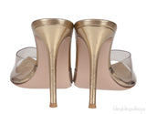 PVC Gold Pointed Toe Sandals
