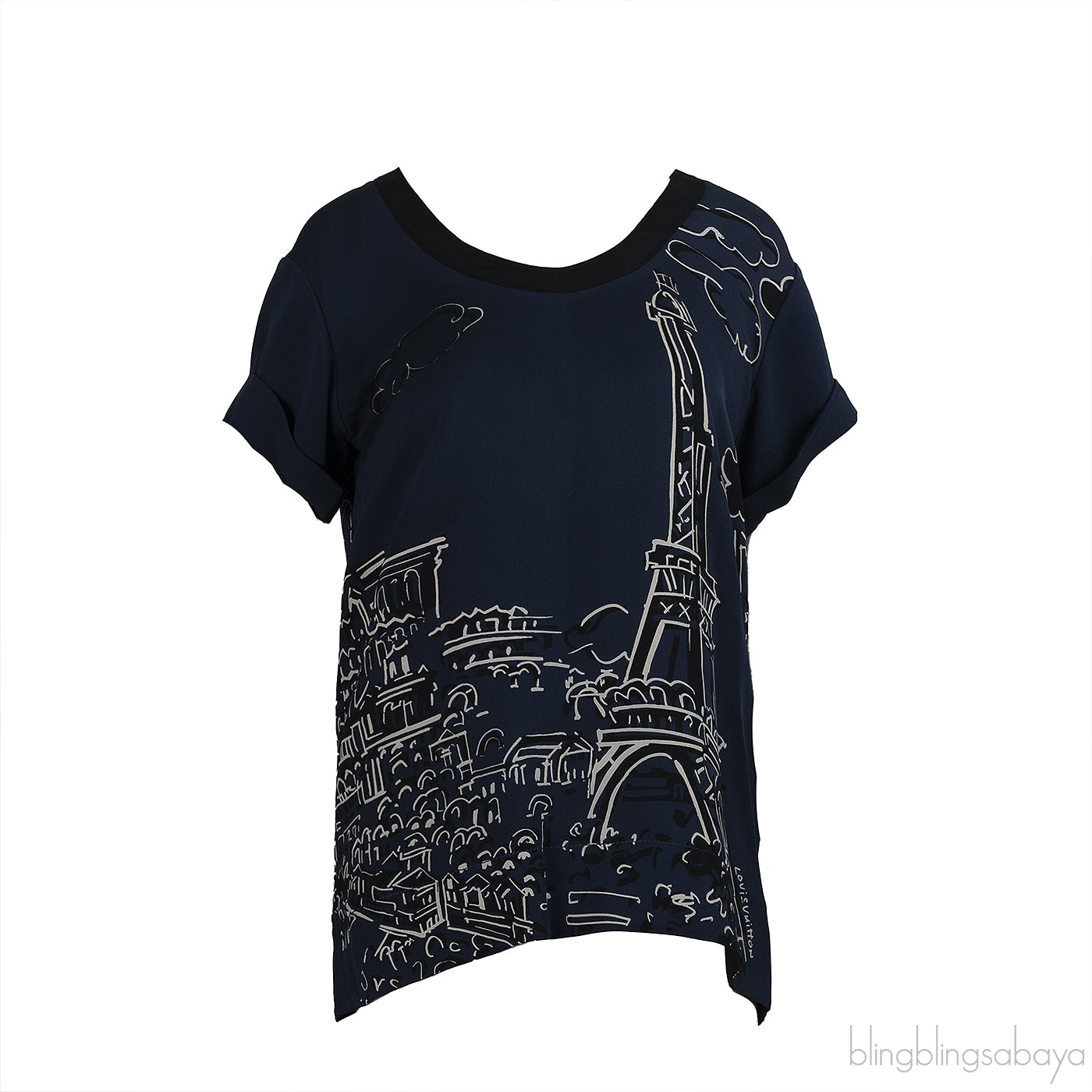 Louis Vuitton Blue Paris Print Top
