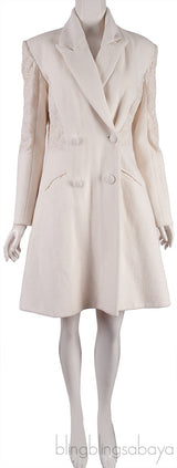 Off-white Wool Embroidered Coat