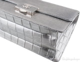 Silver Grey Crocodile Flap Bag