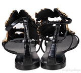Ans Cruel Gold Metal Leaf Strappy Flat Sandals