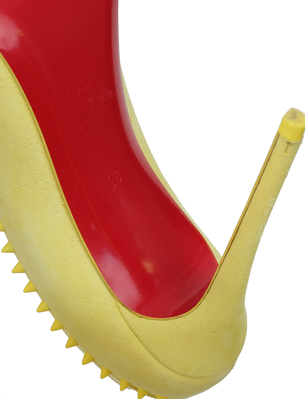 Christian louboutin Duvette Spikes 100 Suede Yellow Pumps