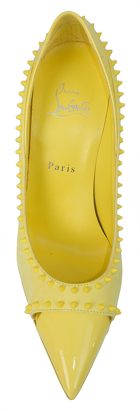 Christian louboutin Duvette Spikes 100 Suede Yellow Pumps